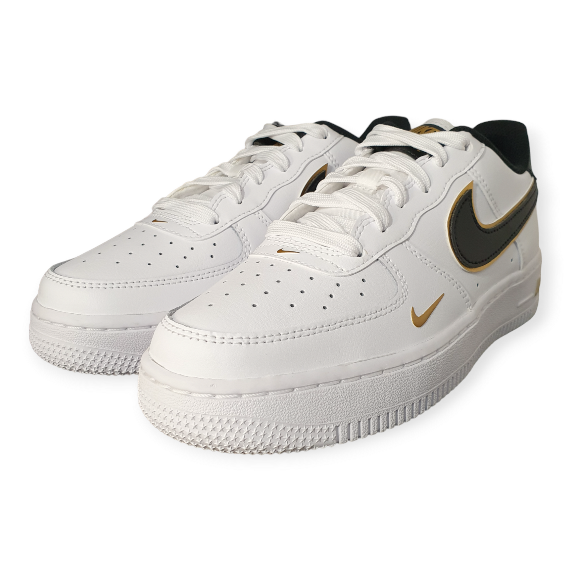 Nike Air Force 1 Low 07 LV8 Double Swoosh White Metallic Gold GS