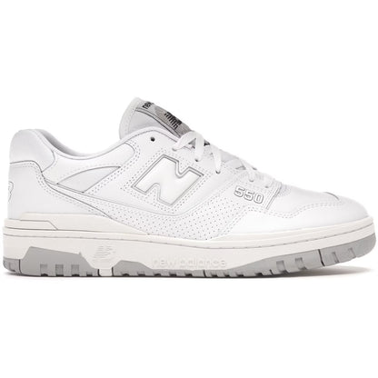 White sneaker with brand logo on a white background