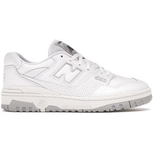 White sneaker with brand logo on a white background