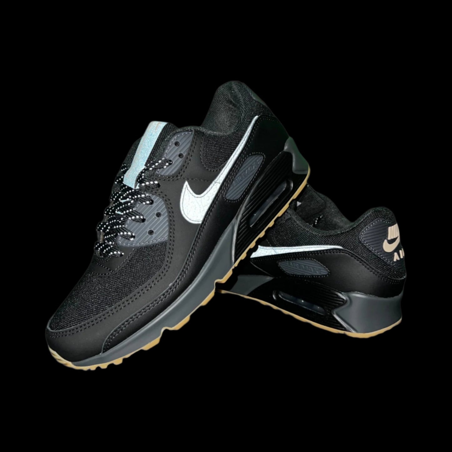 Nike Air Max 90 Black Smoke Grey Gum Reflective