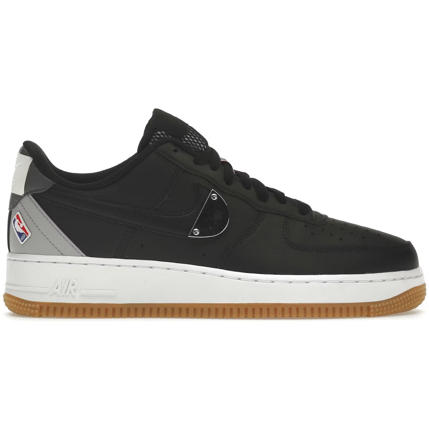 Black sneaker with a white sole on a white background