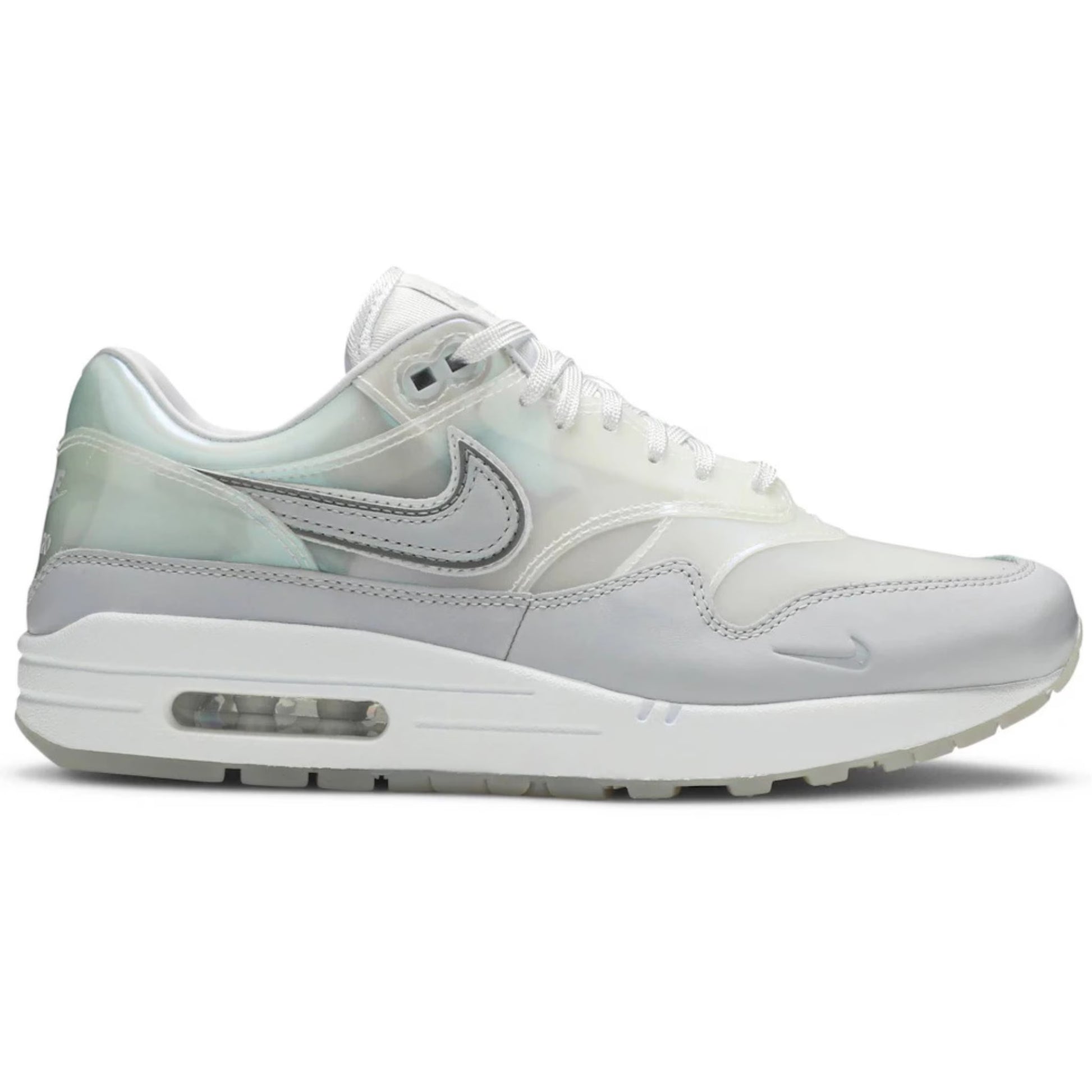 White sneaker with a subtle design on a white background