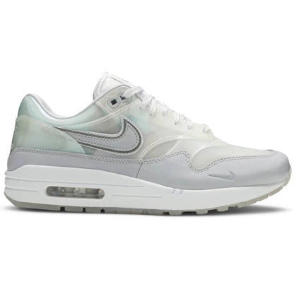White sneaker with a subtle design on a white background