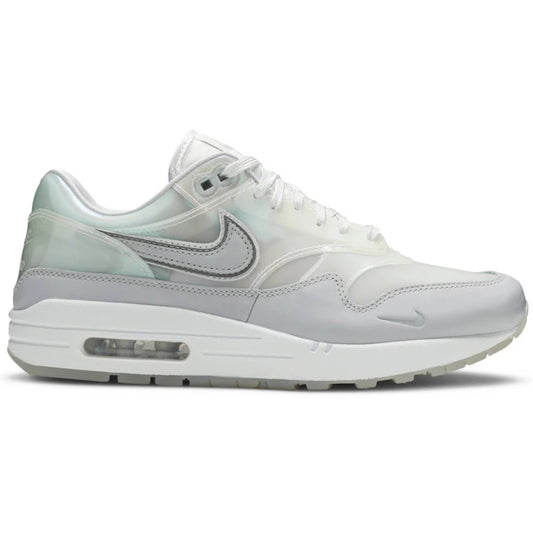 White sneaker with a subtle design on a white background