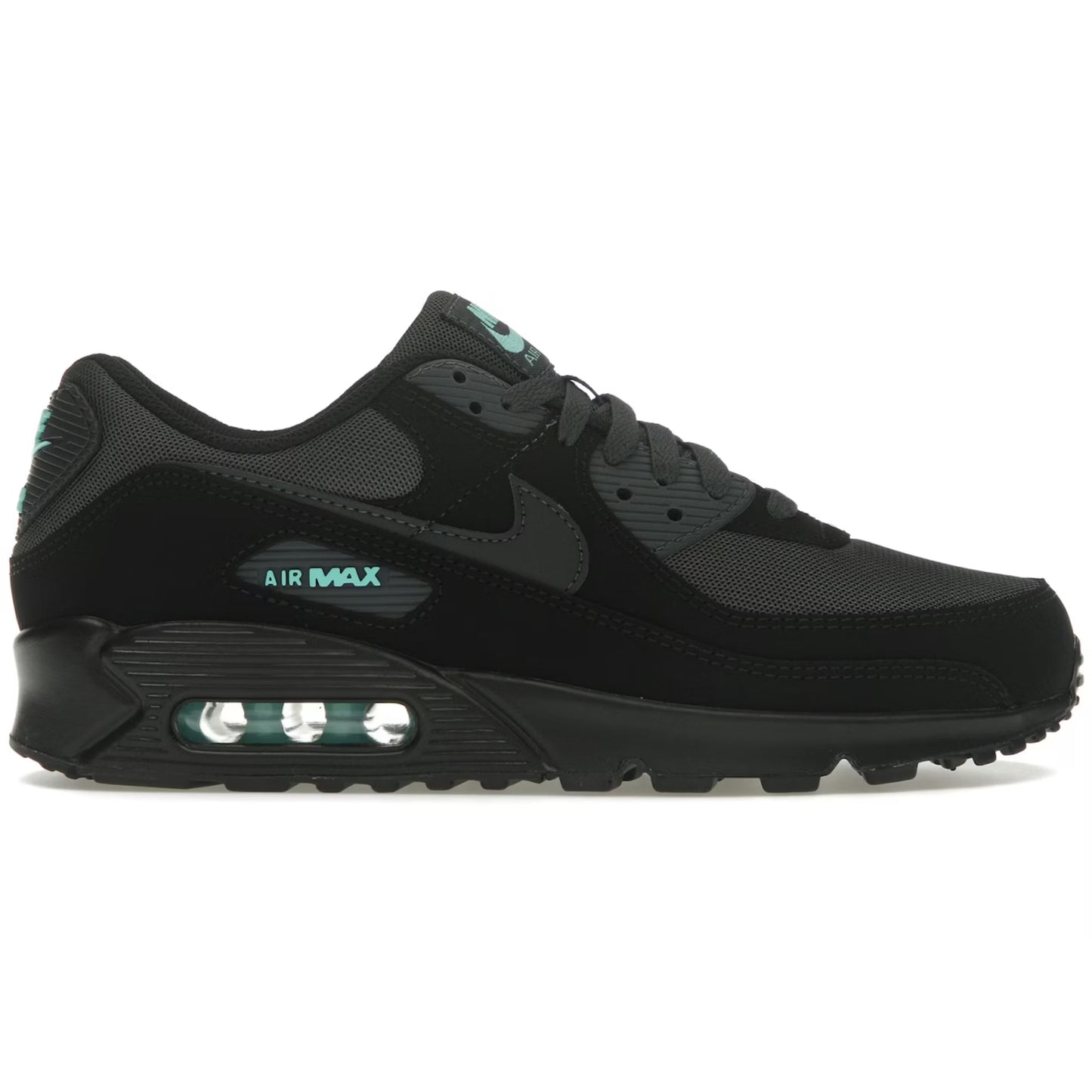 Black Nike Air Max sneaker on a white background