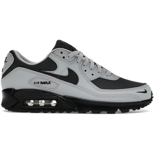 Gray and black sneaker with 'Air Max' branding on a white background