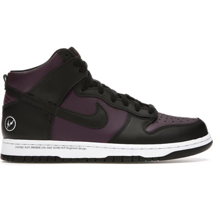 Black and purple sneaker with a white sole on a white background