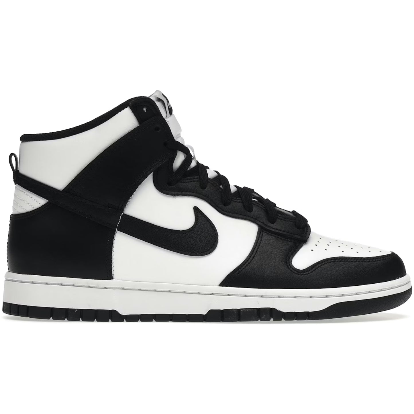 Black and white high-top sneaker with Nike logo on a white background