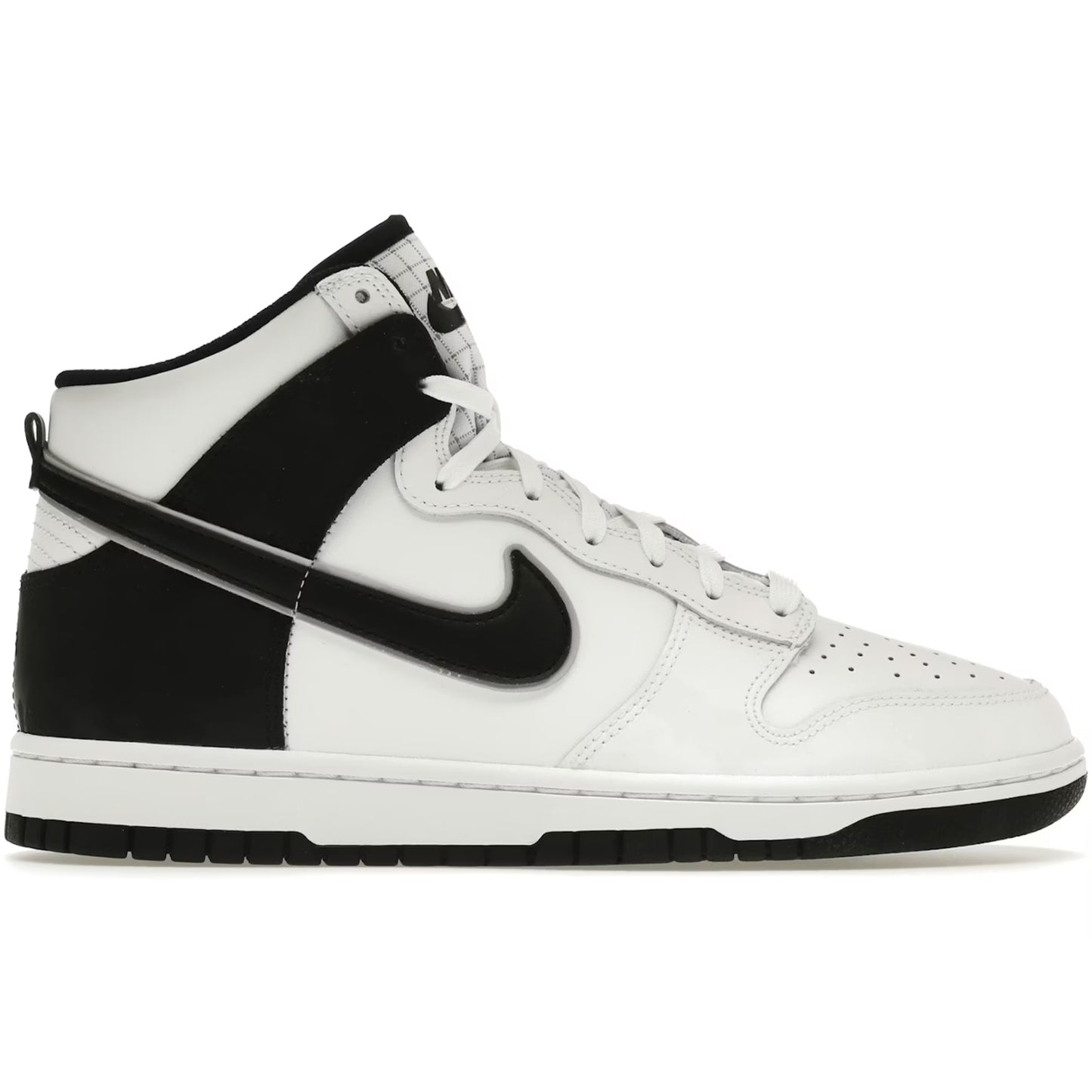 White and black sneaker with Nike logo on a white background
