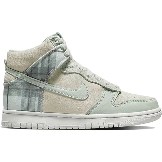 Light gray sneaker with plaid pattern on a white background