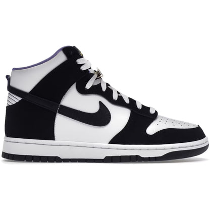 Black and white high-top sneaker with Nike logo on a white background