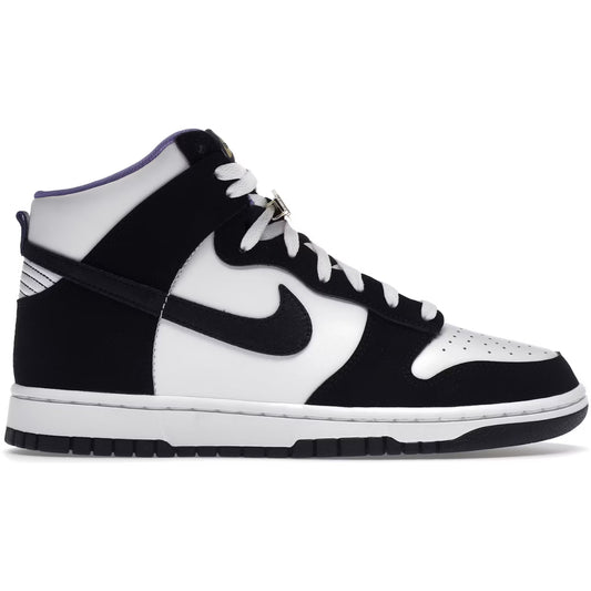 Black and white high-top sneaker with Nike logo on a white background