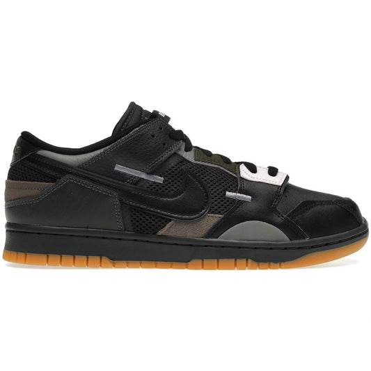 Black sneaker with brown sole on a white background