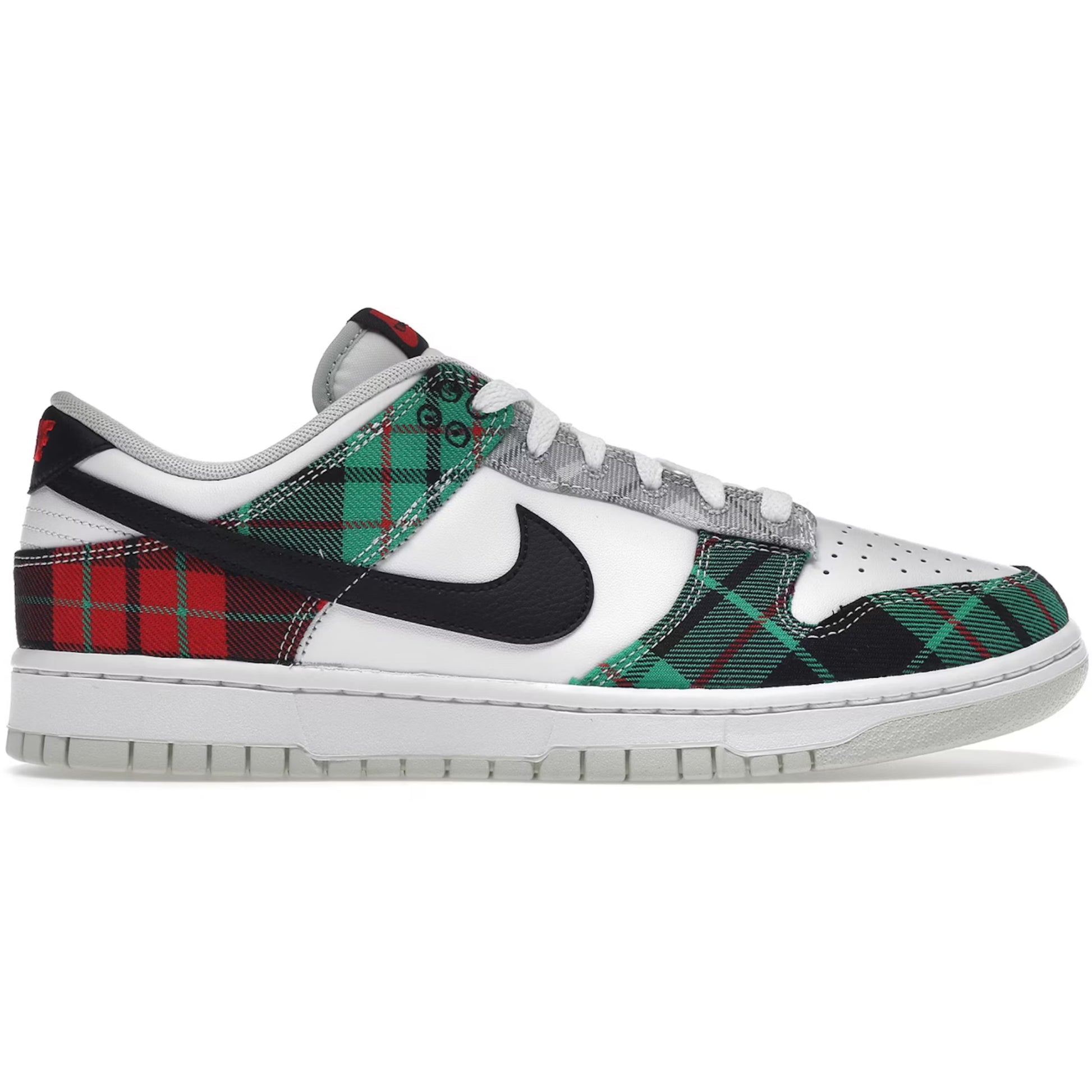 Sneaker with plaid pattern and Nike logo on a white background
