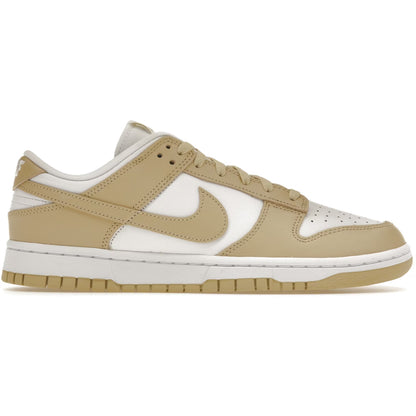 Beige and white sneaker with Nike logo on a white background