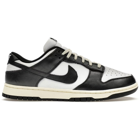 Black and white sneaker with a prominent Nike logo on a white background