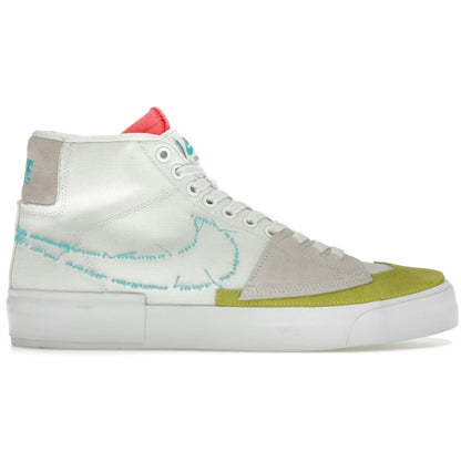 White sneaker with colorful accents on a white background
